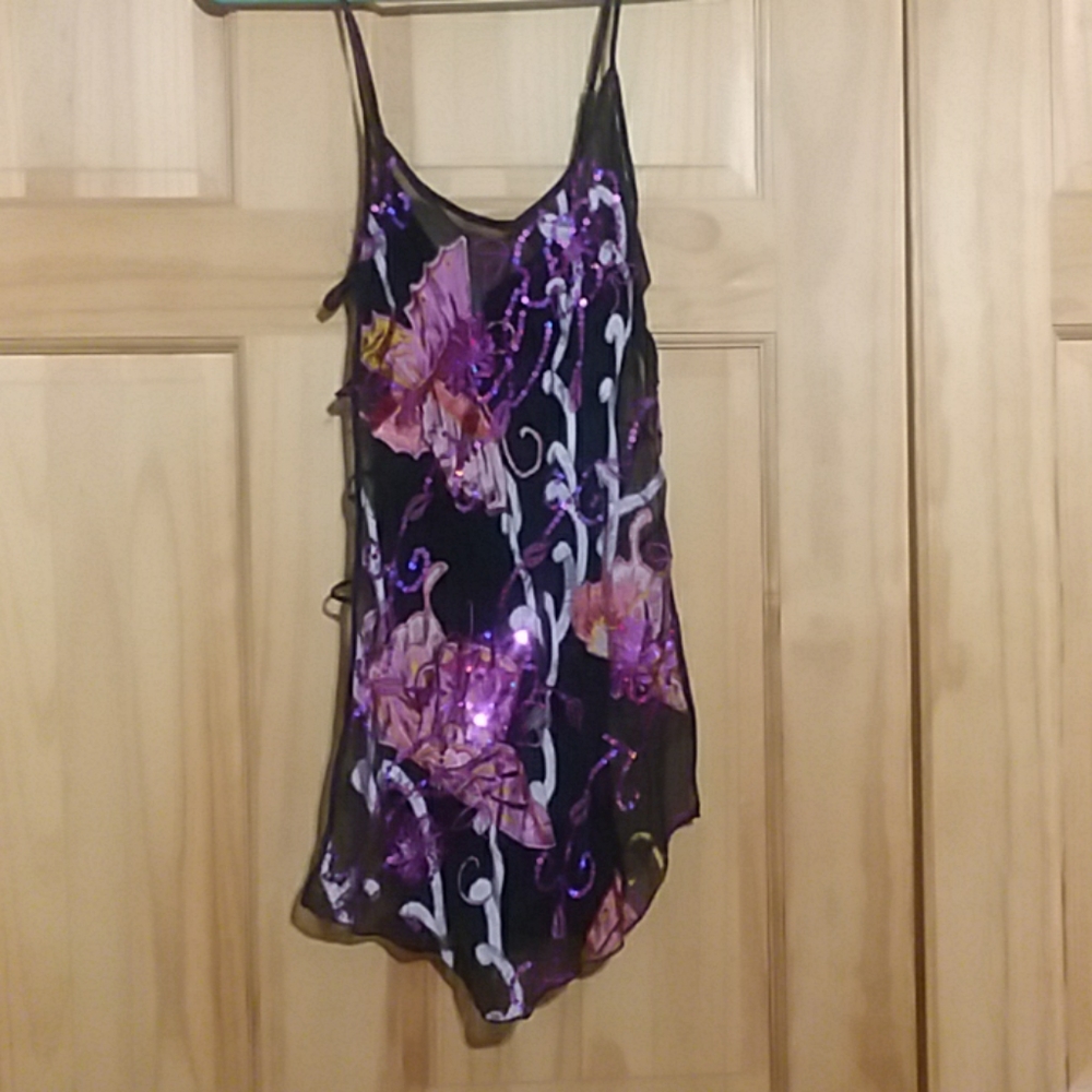 Black Sheer Floral Sequined Lingerie